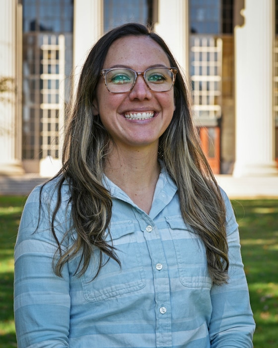 Portrait of Maj. Megan Muniz, AI Accelerator Chief Learning Officer. (U.S. Air Force photo by Senior Airman Ashley Thrash)