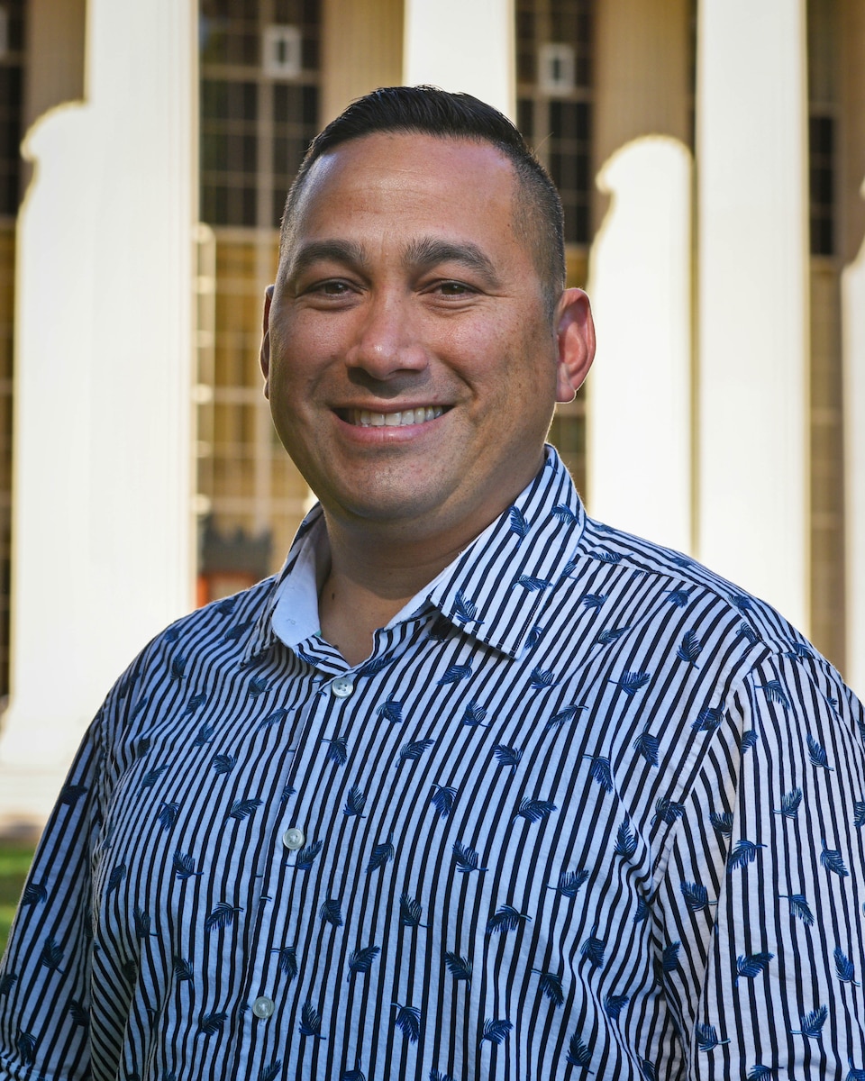 Portrait of Maj. John Radovan, AI Accelerator member. (U.S. Air Force photo by Tech. Sgt. Brycen Guerrero)