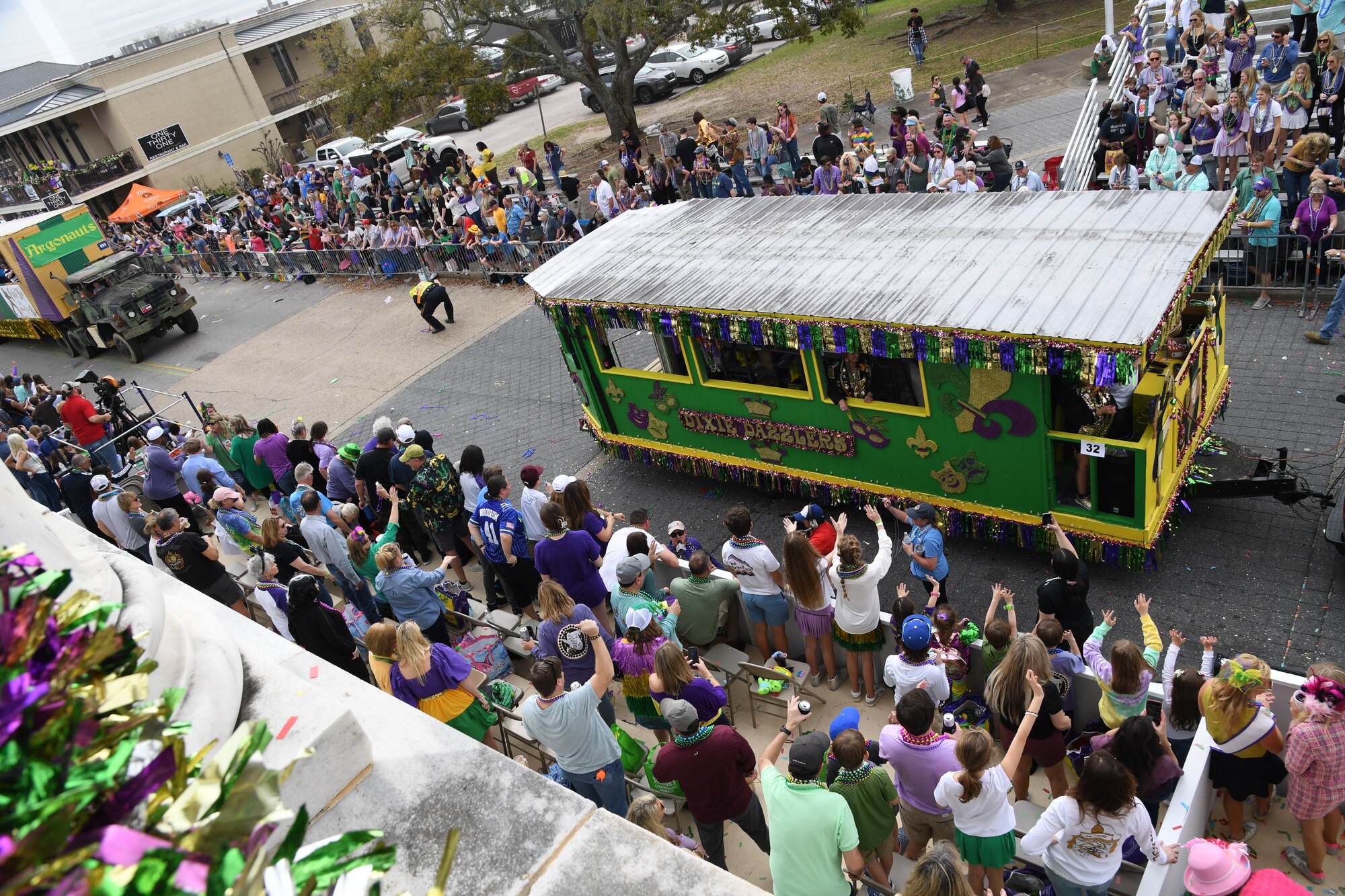 Decorative floats pass through Biloxi during the Gulf Coast Carnival Association Mardi Gras parade in Biloxi, Mississippi, Feb. 21, 2023.