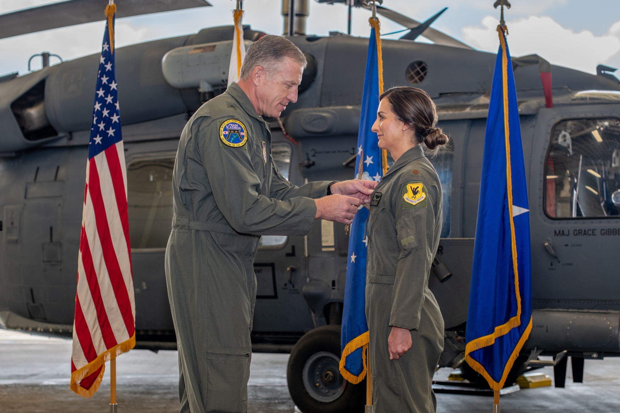 An Airman is awarded a medal.