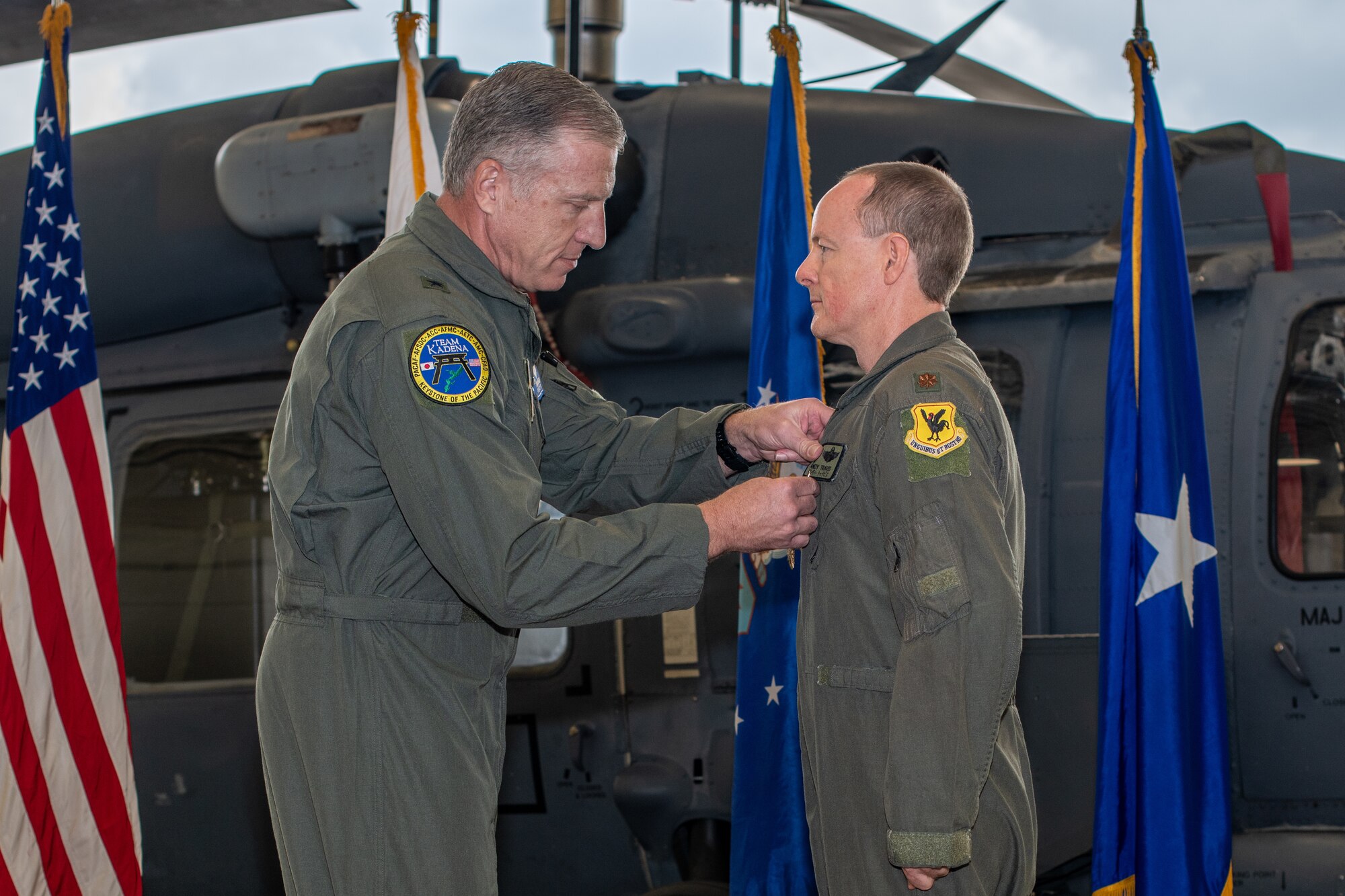 An Airman is awarded a medal.
