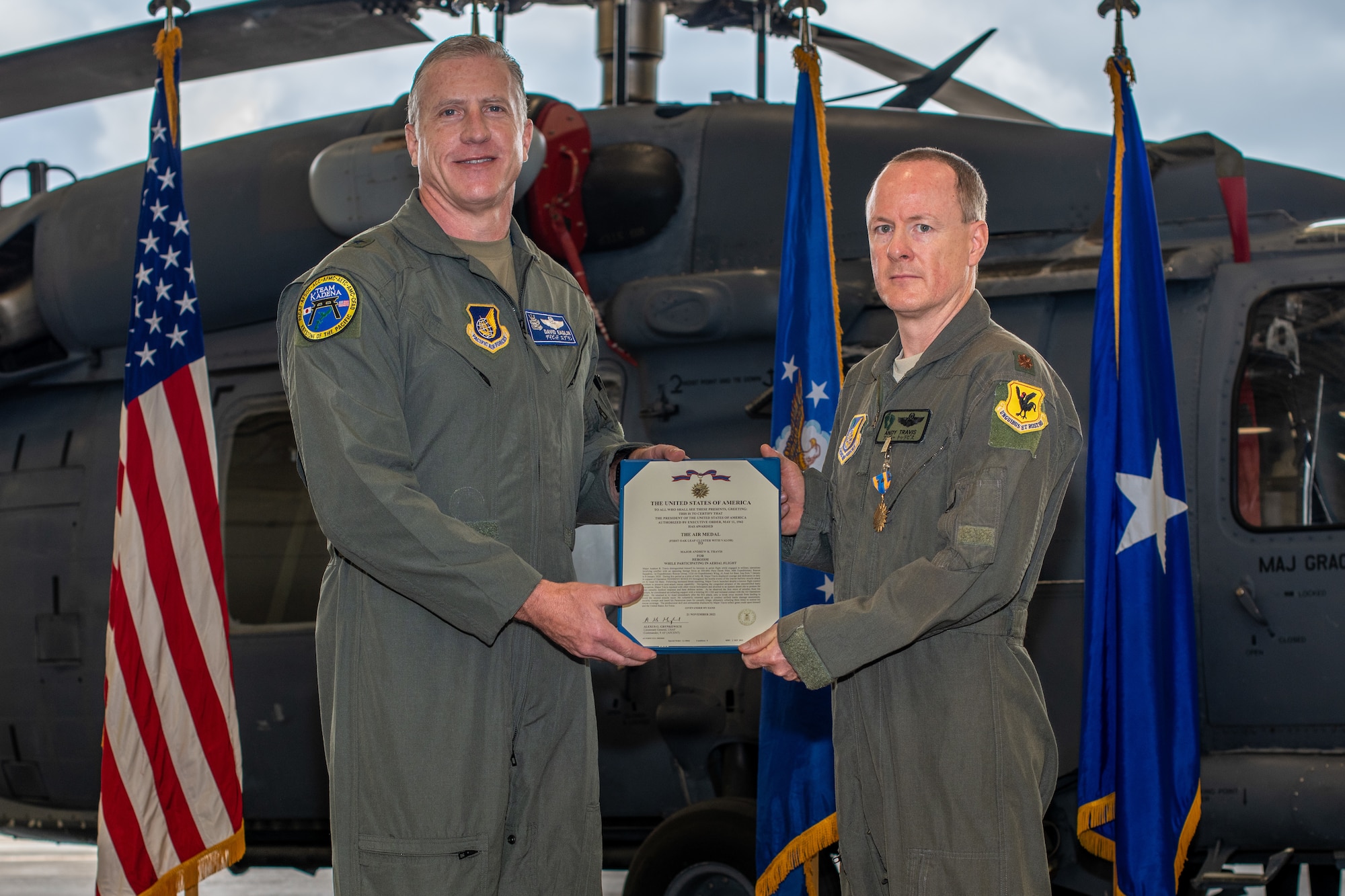 An Airman is awarded a medal.