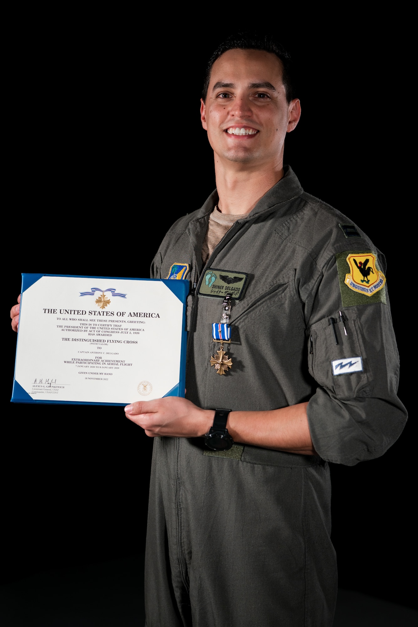 An Airman poses for a photo.