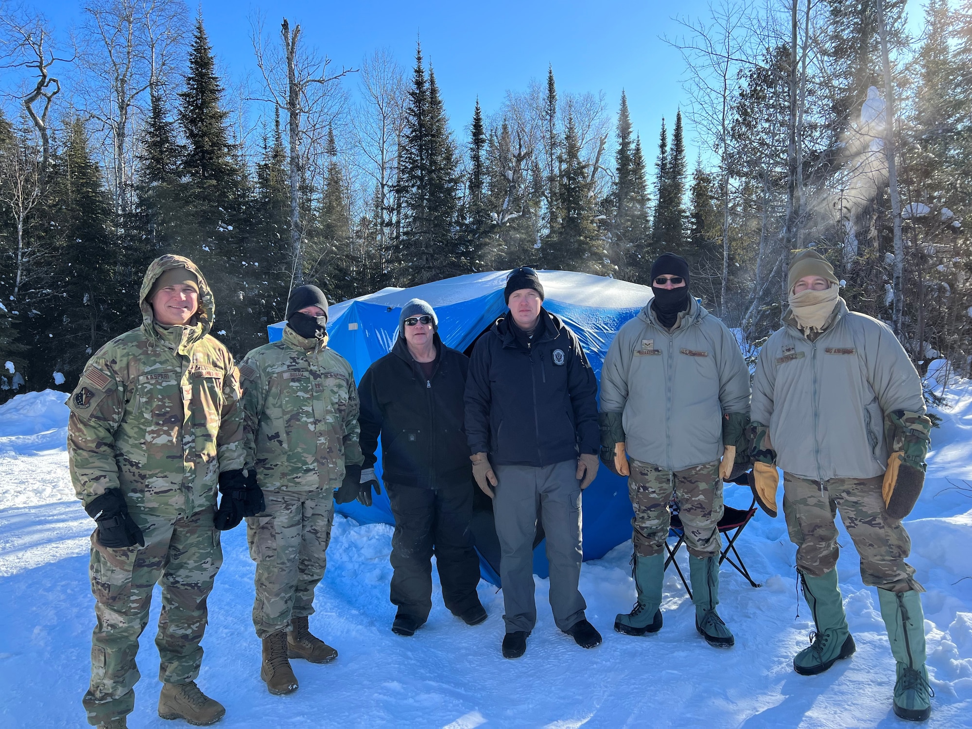 Communications experts from the Minnesota National Guard, 133rd Airlift Wing and 148th Fighter Wing established a camp, including tents and communications equipment, in subzero temperatures in conjunction with the 2023 John Beargrease Sled Dog Marathon. The winter exercise allowed soldiers and airmen to set up, operationalize and troubleshoot equipment in adverse conditions in a remote location.