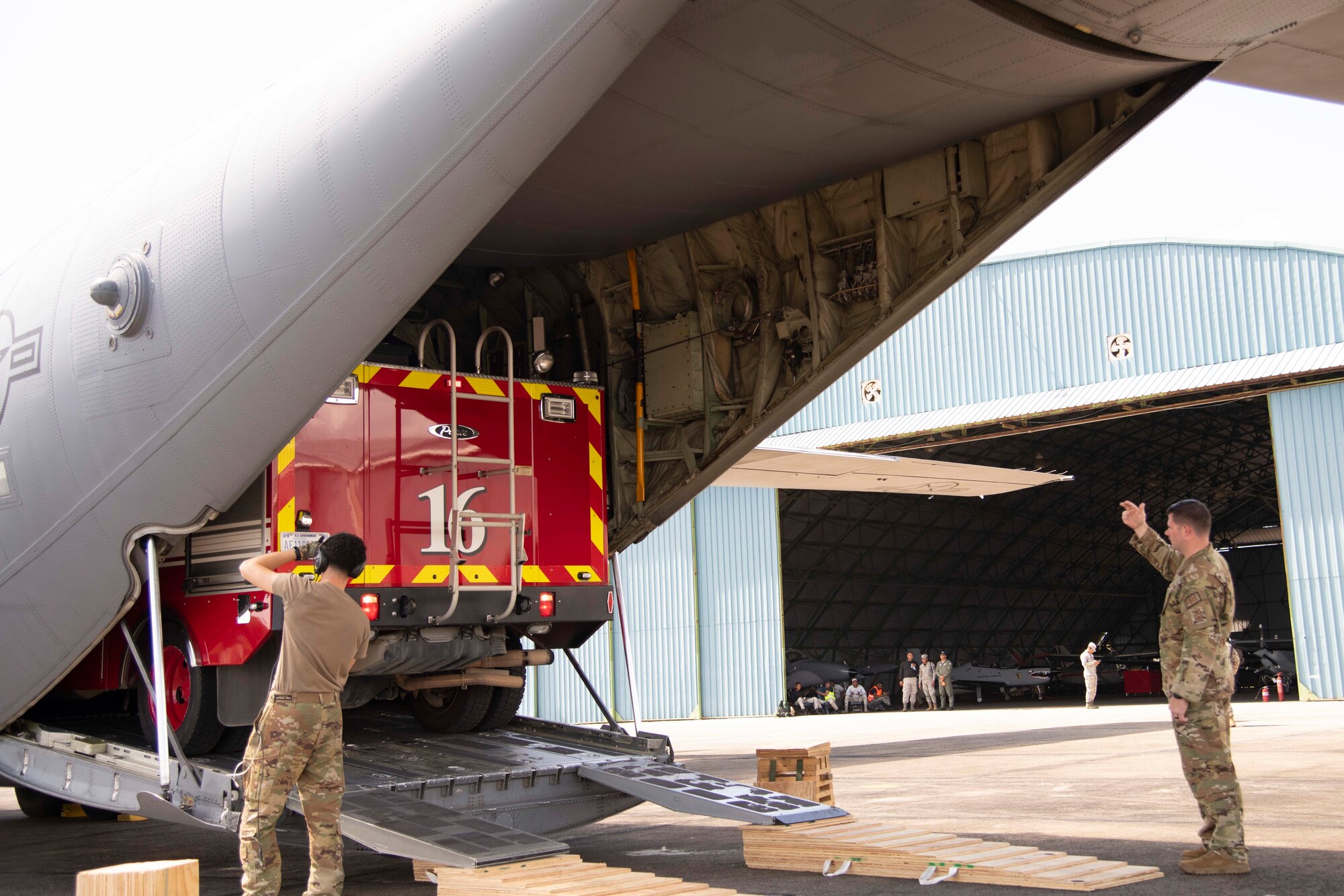 U.S. Airmen are able to transport and utilize fire emergency response vehicles