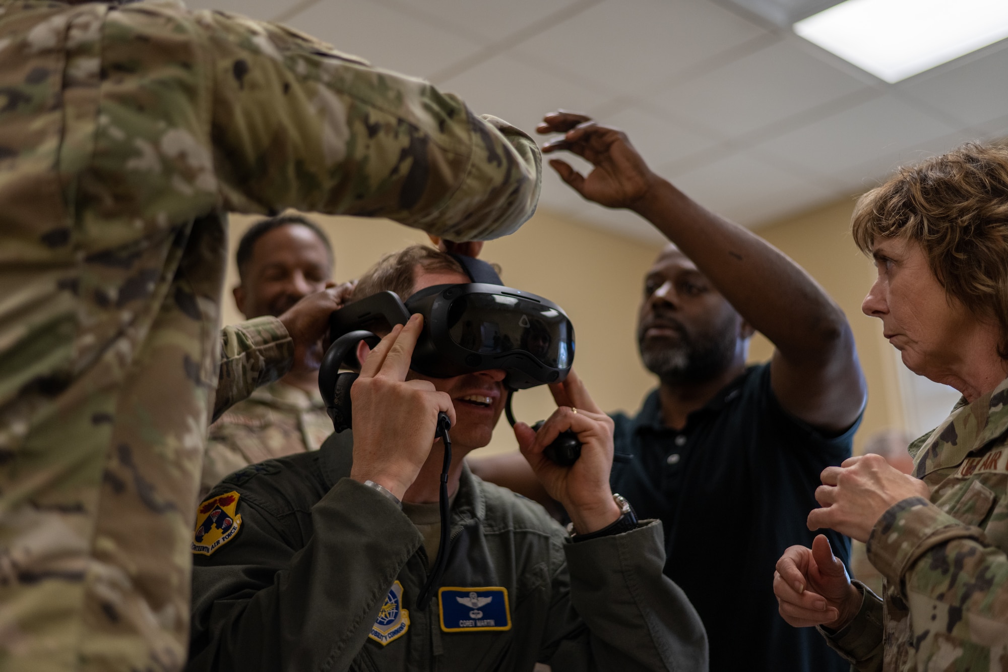 The 6th Medical Group’s virtual reality training utilizes realistic scenarios to simulate a hostile deployed environment. (U.S. Air Force photo by Airman 1st Class Zachary Foster)