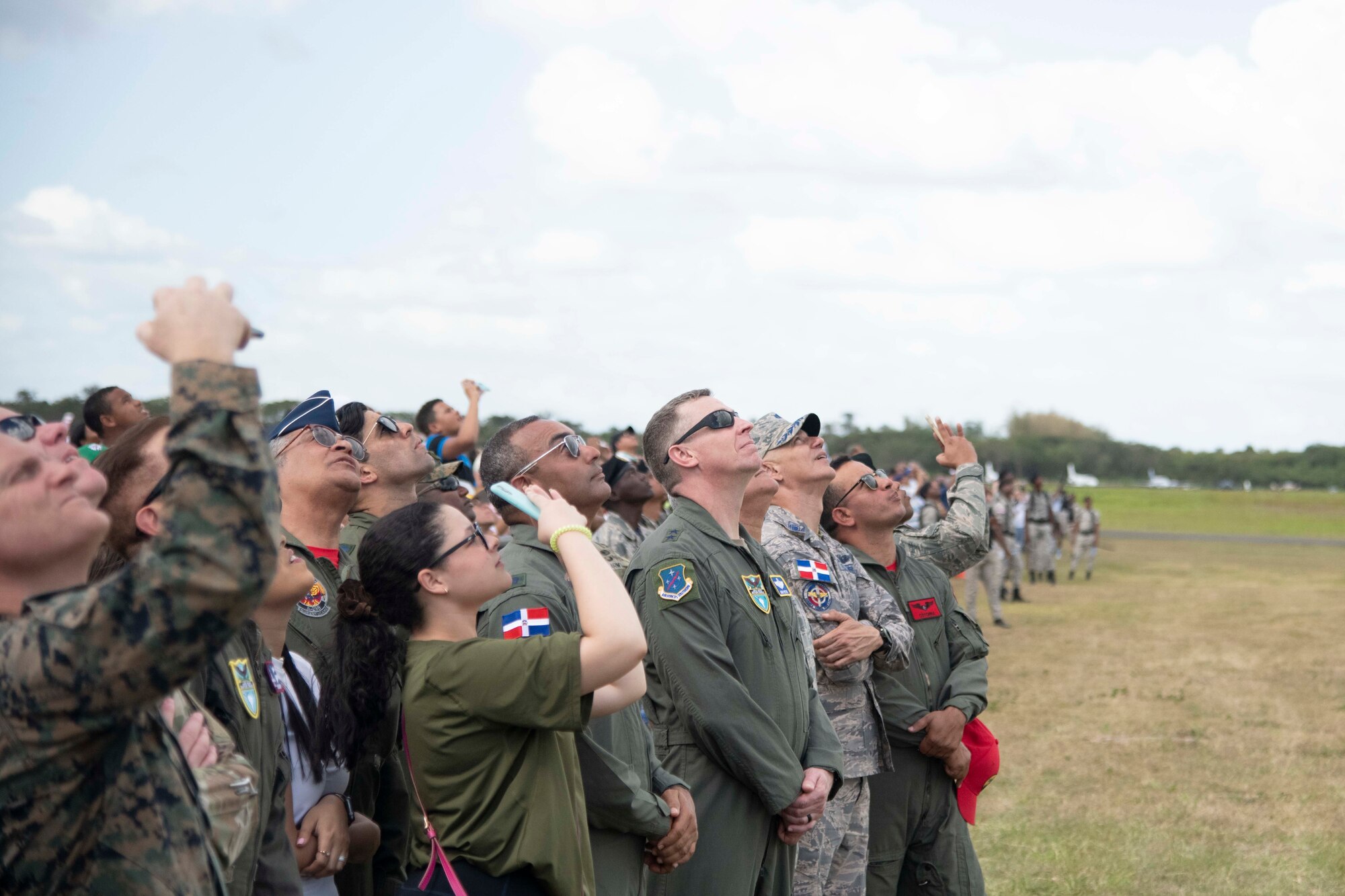 People watching air show
