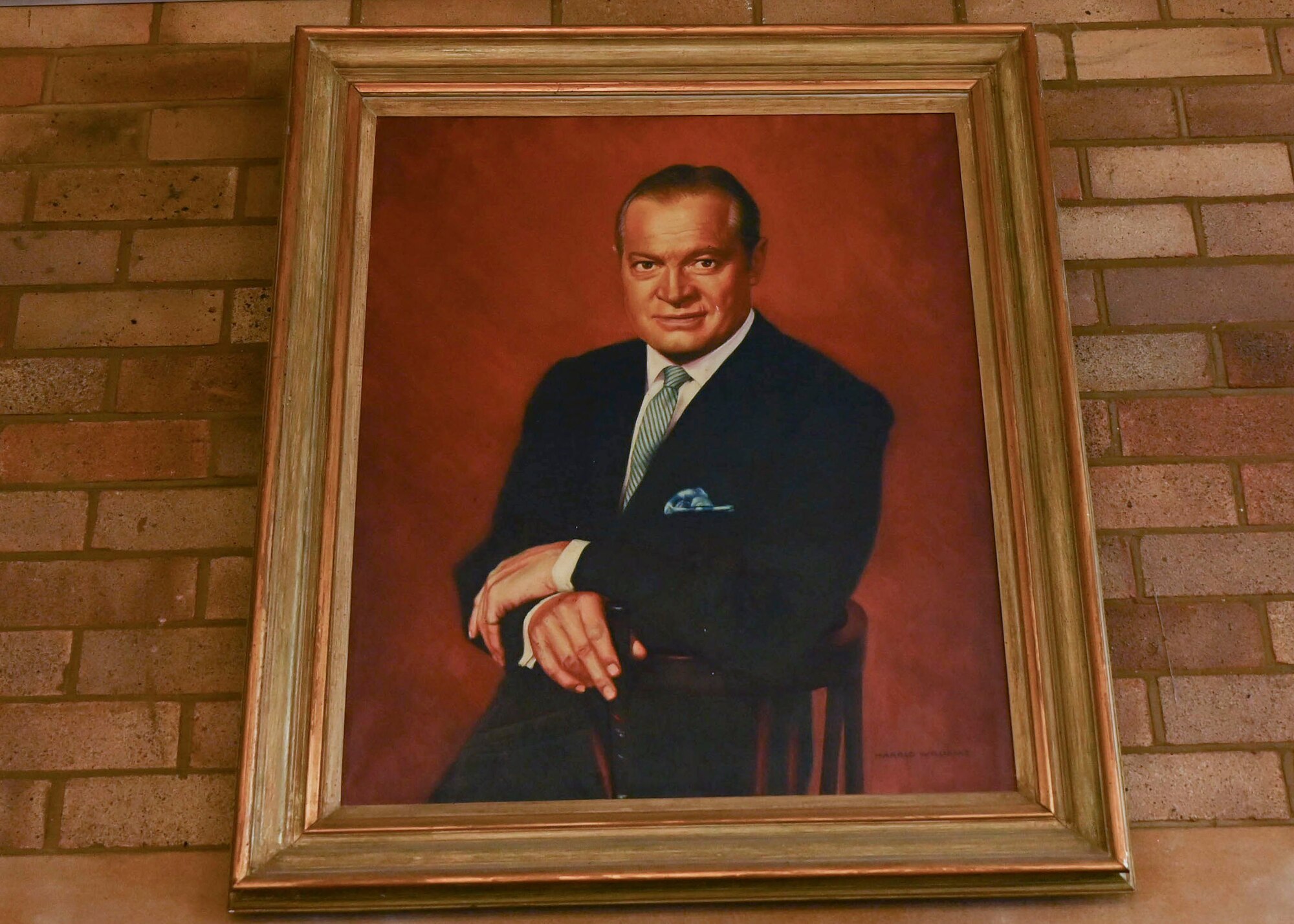 The portrait of Bob Hope was painted by Harold Williams, a local national, in 1970.