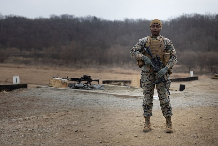 U.S. Marine Corps Lance Cpl. Tyshaa Kelman, a, Brooklyn, New York native and a supply administrator with III Marine Expeditionary Force Support Battalion, III Marine Expeditionary Force Information Group shares her journey through life and the Marine Corps on U.S. Army Garrison Casey, South Korea, Feb. 13, 2023. The Erasmus High School graduate participated in Bushido Strike 23 in the Republic of Korea. III MSB is conducting Bushido Strike 23, which comprises training events including a Marine Corps Combat Readiness Evaluation in South Korea to validate its mission essential tasks of providing combat service support, security and administrative services to III Marine Expeditionary Force.