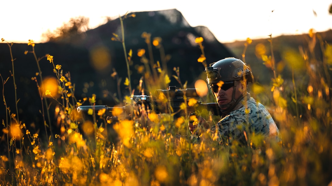 U.S. Marine Corps Lance Cpl. Walter Breckinridge, a machine gunner with 3d Marine Littoral Regiment, 3d Marine Division, posts security during Marine Littoral Regiment Training Exercise at Marine Corps Base Camp Pendleton, California, Feb. 15, 2023. MLR-TE is a large-scale, service-level exercise designed to train, develop, and experiment with the 3d MLR as part of a Marine Air-Ground Task Force, led by 3d Marine Division, operating as a Stand-in Force across a contested and distributed maritime environment. Breckinridge is a native of Rio Grande Valley, Texas.