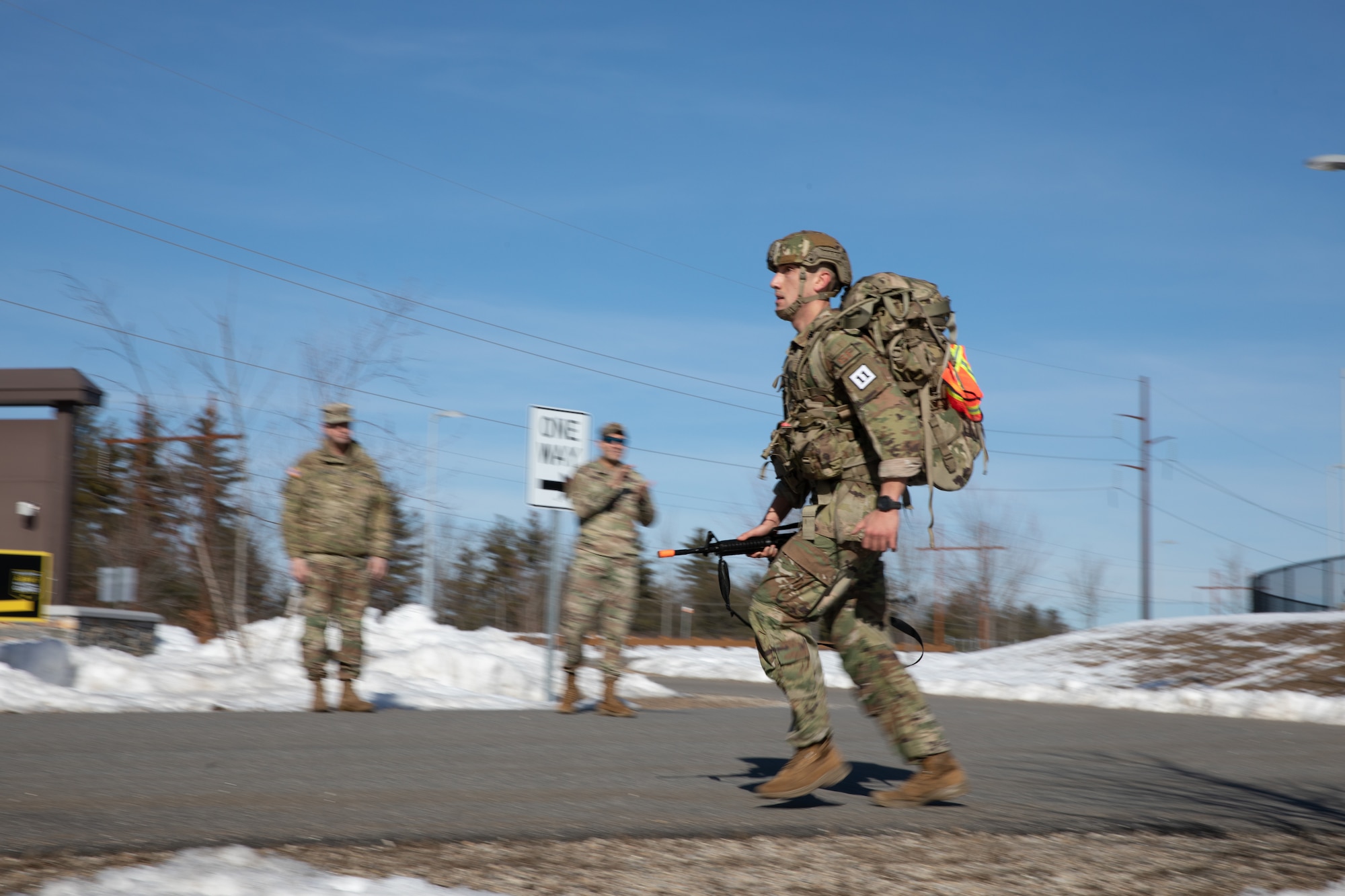 Airman finishes 13.1-mile ruck march.