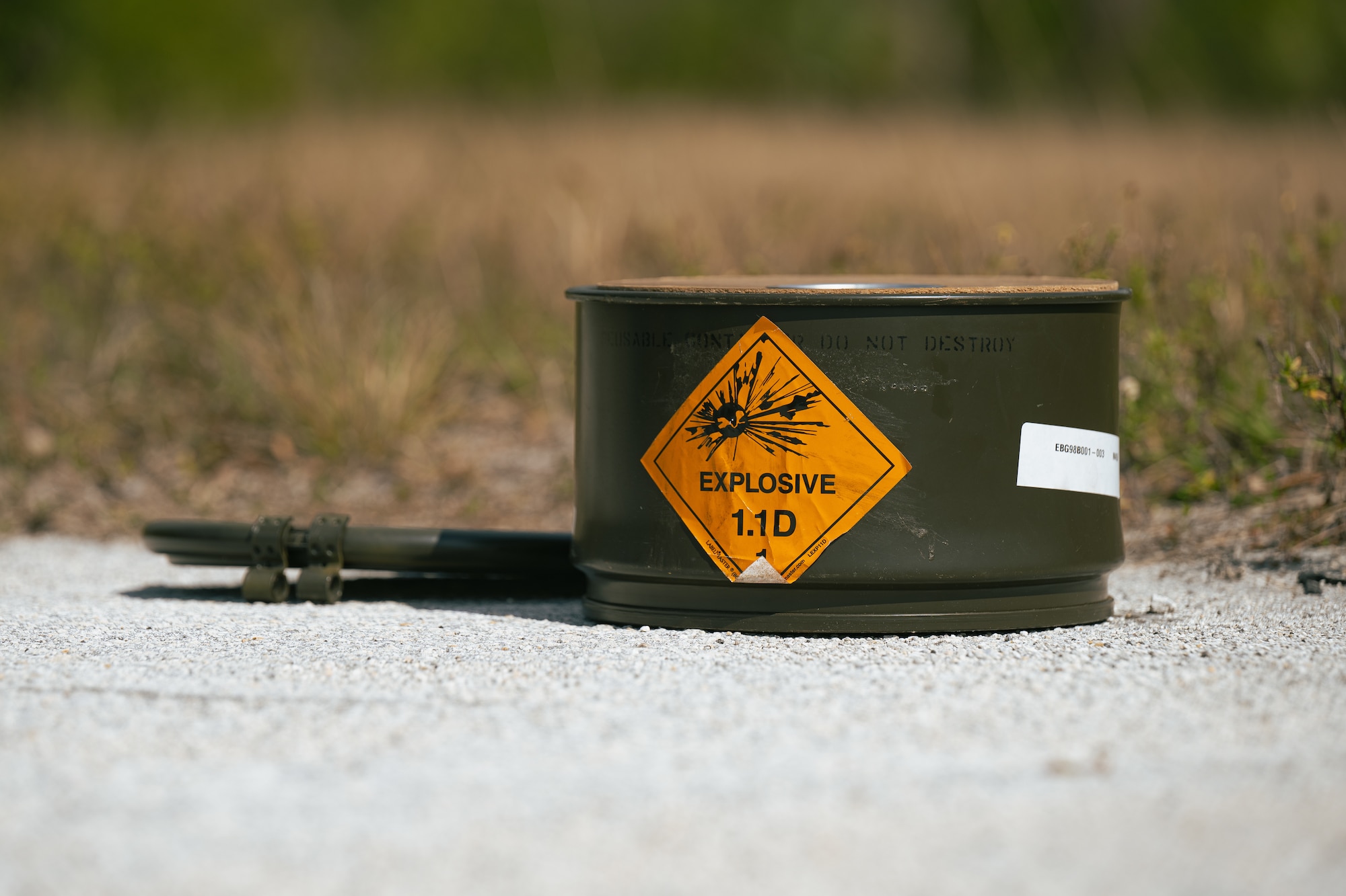 An explosives container sits opened during an exercise.