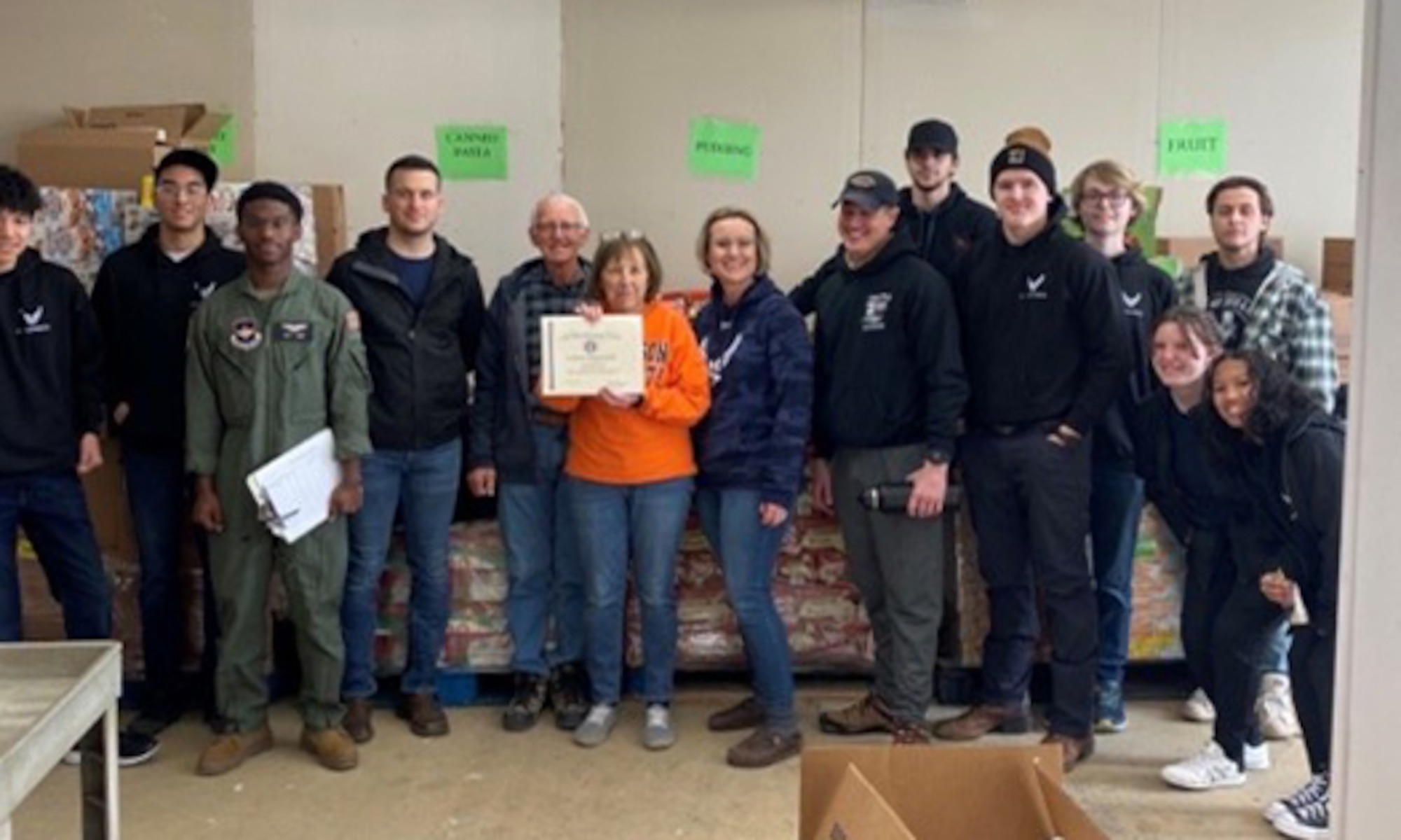 The 338th RCS G-Flight held an outstanding community event at the Love Chapel Food Bank, Columbus, IN.