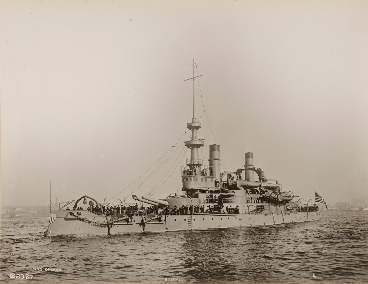 U.S.S. Oregon, ca. February 1918. (National Archives and Records Administration)