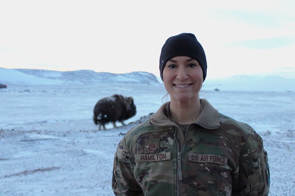U.S. Air Force MSgt. Kelly Hamilton, 821st Support Squadron, installation management contract officer representative, is Space Base Delta 1’s Outstanding Performer for the month of February at Thule Air Base, Greenland, Feb. 04, 2023.