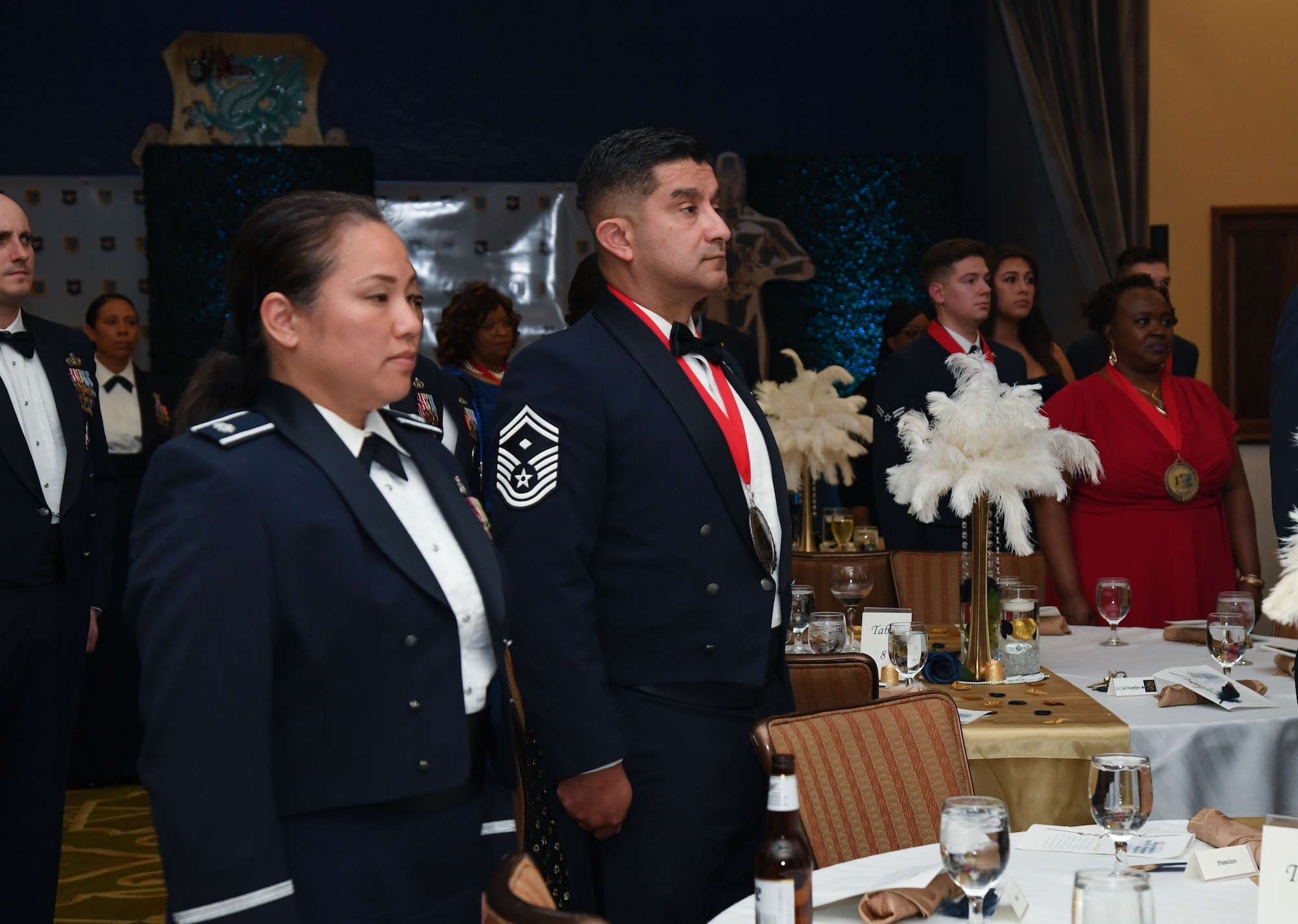 Keesler personnel attend the 81st Training Wing's 2022 Annual Awards Ceremony inside the Bay Breeze Event Center at Keesler Air Force Base, Mississippi, Feb. 24, 2023.