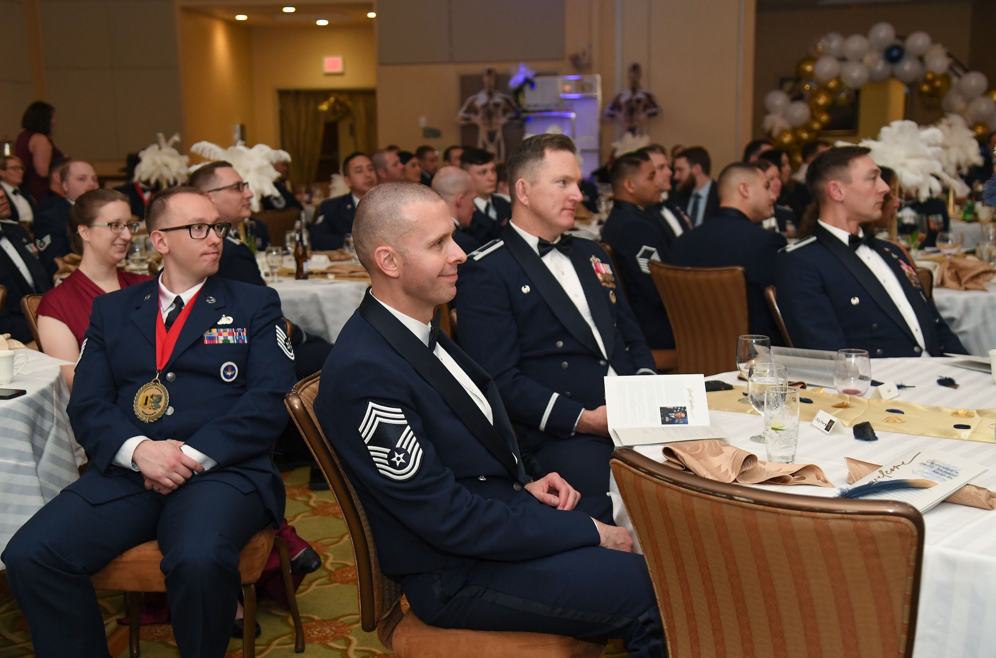 Keesler personnel attend the 81st Training Wing's 2022 Annual Awards Ceremony inside the Bay Breeze Event Center at Keesler Air Force Base, Mississippi, Feb. 24, 2023.