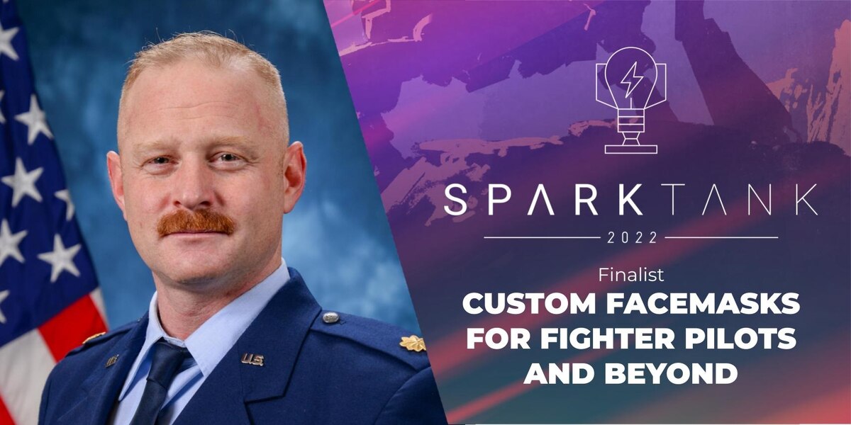 After completing the AFWERX Refinery program, dental services officer Maj. Ryan Sheridan of the 10th Air Base Wing, U.S. Air Force Academy, Colorado Springs, Colo., was a finalist in the 2022 Spark Tank competition for his innovative project, Custom Facemasks for Fighter Pilots and Beyond. The Refinery advances Airman and Guardian projects that directly aid warfighters via a four-to-six-week program. (U.S. Air Force graphic)