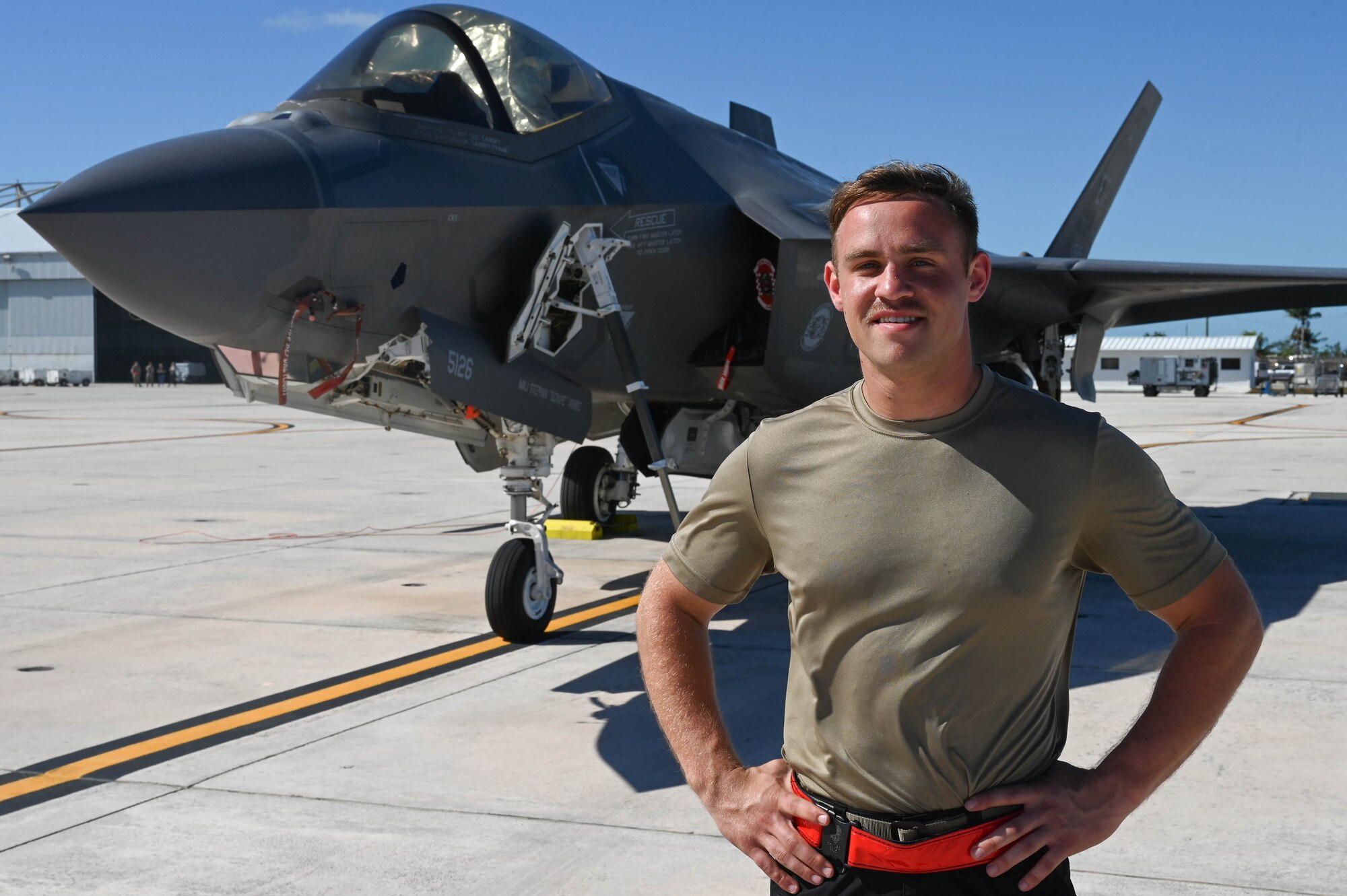 Airman 1st Class Timothy Haynes is responsible for maintaining an F-35A Lightning II to  ensure that the aircraft is in working order and that the pilot is safe.