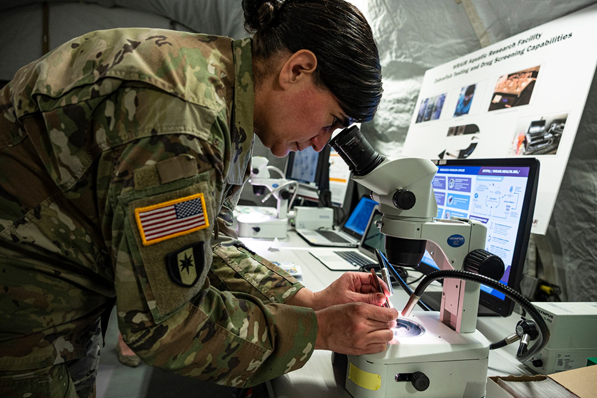 U.S. Army Medical Development teams demonstrate latest tech to Dwight D. Eisenhower School visitors.