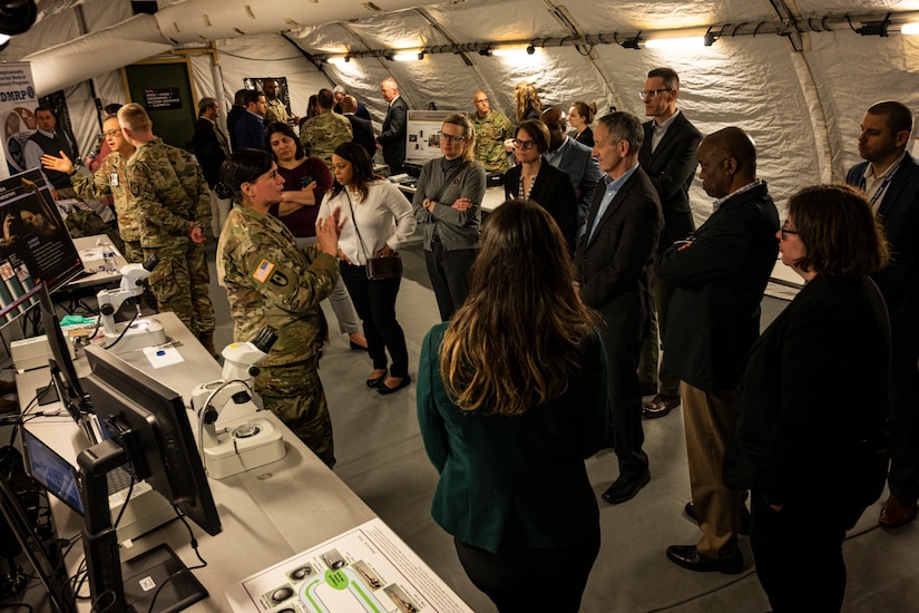 U.S. Army Medical Development teams demonstrate latest tech to Dwight D. Eisenhower School visitors.