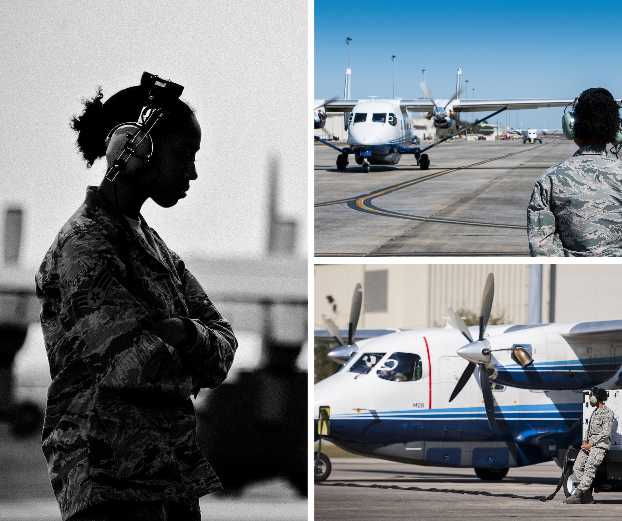 photo collage of military crew member