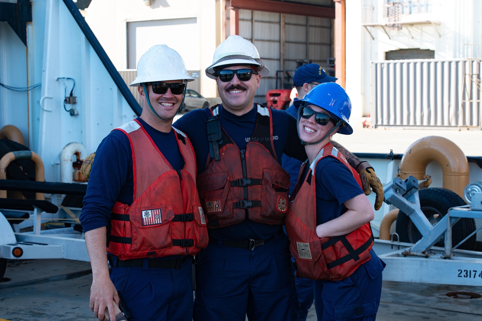 Crew members of the Coast Guard Cutter Aspen (WLB 208), pose for a group portrait before departing the San Francisco Bay Area.