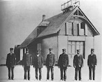 Rare photo showing the heroic Pea Island Lifesaving Station crew commanded by famed African American keeper Richard Etheridge. (Coast Guard Collection)