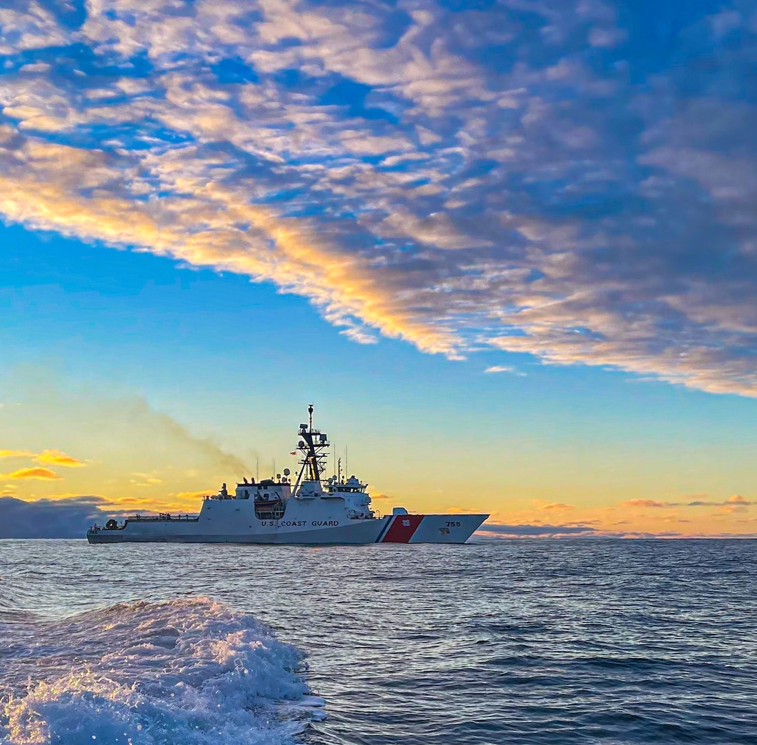 Coast Guard Cutter Munro (WMSL 755) arrived in Juneau, Alaska, for a scheduled port visit Feb. 27, 2023. Commissioned in 2017, Munro is one of four Coast Guard legend class national security cutters homeported in Alameda. U.S. Coast Guard photo by Lt.j.g. Gunner Smith.