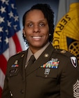 Command Sgt. Maj. Joy L. Allen, U.S. Army Financial Management Command senior enlisted advisor, poses for an official photo at the Maj. Gen. Emmett J. Bean Federal Center in Indianapolis, Feb. 28, 2023. Allen took over in her new role on March 1, 2023. (U.S. Army photo by Mark R. W. Orders-Woempner)