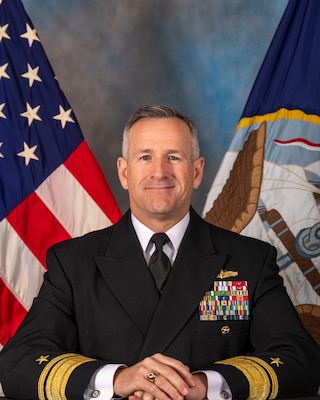 Rear Admiral Ted LeClair poses for an official photograph.