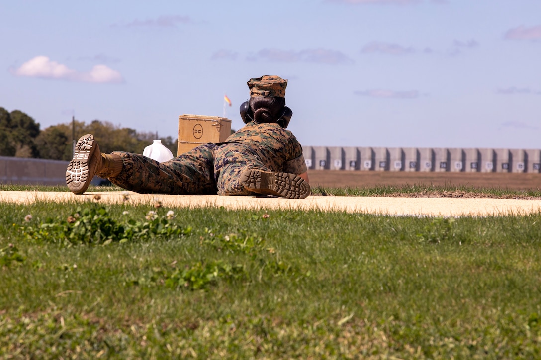 Marines with Weapons and Field Training Battalion hold a ribbon cutting ceremony for the re-opening of Hue City Range on Marine Corps Recruit Depot Parris Island S.C., Mar 17, 2022. Hue City is the second of the four main recruit ranges to be refurbished. (U.S. Marine Corps photo by Lance Cpl. Michelle Brudnicki)