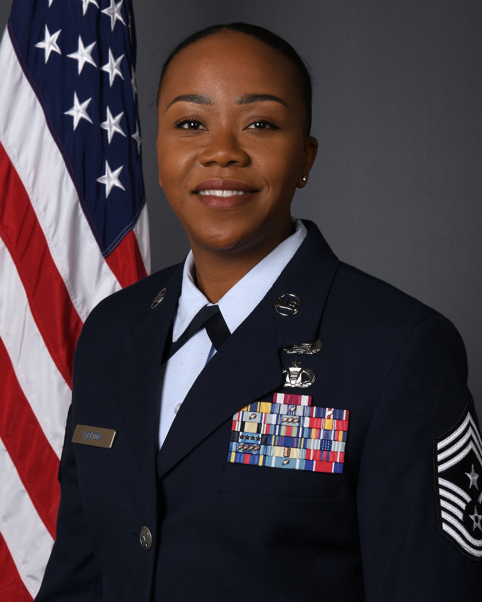 CMSgt Jacquita F. Melton, command chief of the 178th Wing at Springfield Air National Guard Base, Ohio poses for a portrait