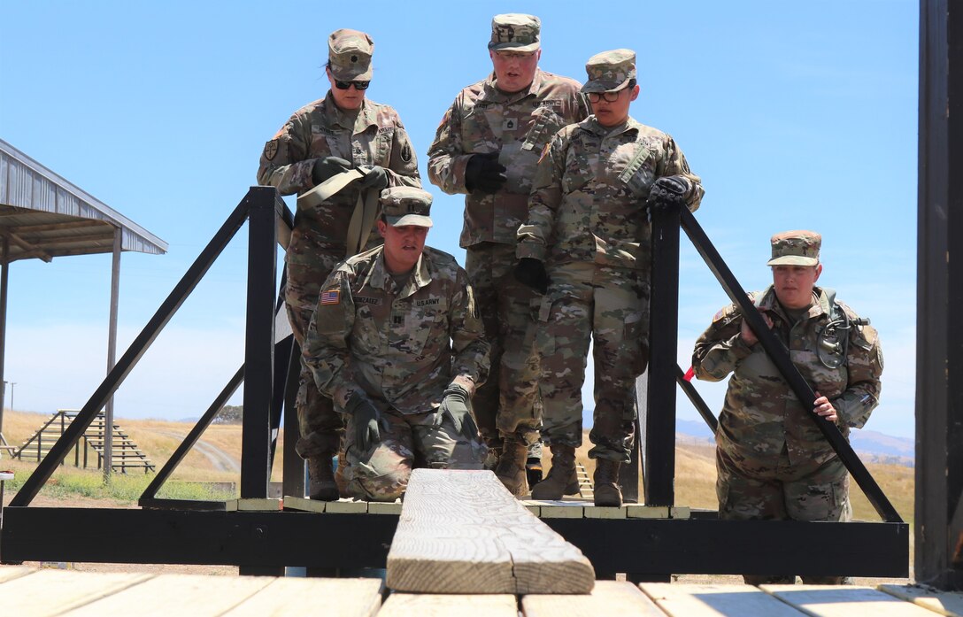 63rd Readiness Division Soldiers complete leadership reaction course during annual training