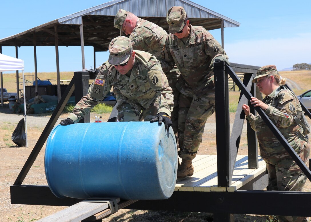 63rd Readiness Division Soldiers complete leadership reaction course during annual training
