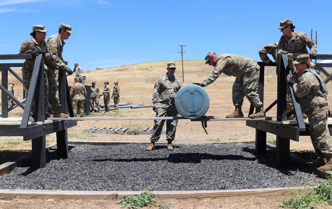 63rd Readiness Division Soldiers complete leadership reaction course during annual training