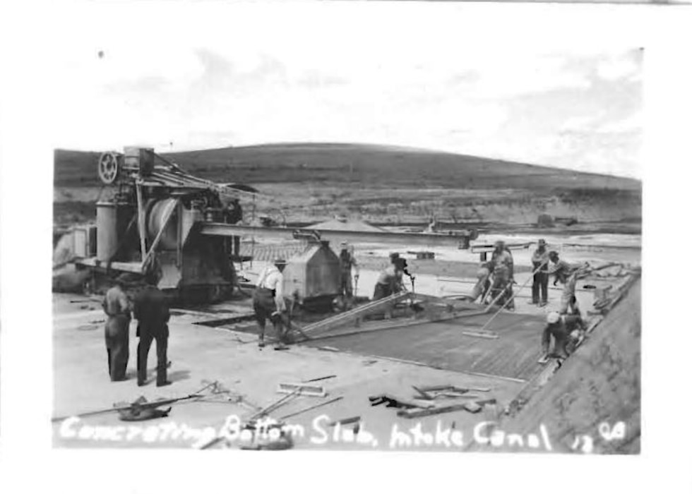 Photo of the Mill Creek project during construction. The project was completed in 1942 and is the oldest project in the Walla Walla District.