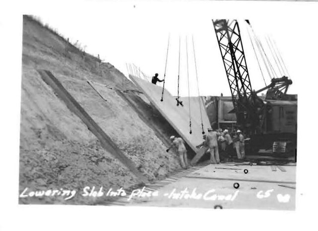 Photo of the Mill Creek project during construction. The project was completed in 1942 and is the oldest project in the Walla Walla District.