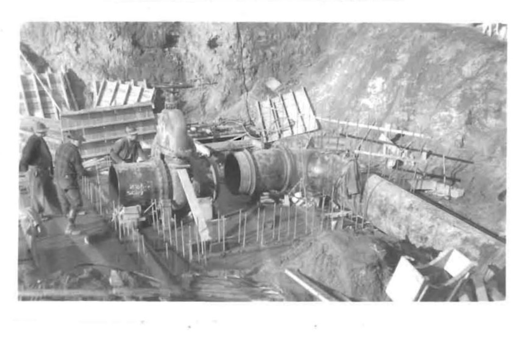 Photo of the Mill Creek project during construction. The project was completed in 1942 and is the oldest project in the Walla Walla District.