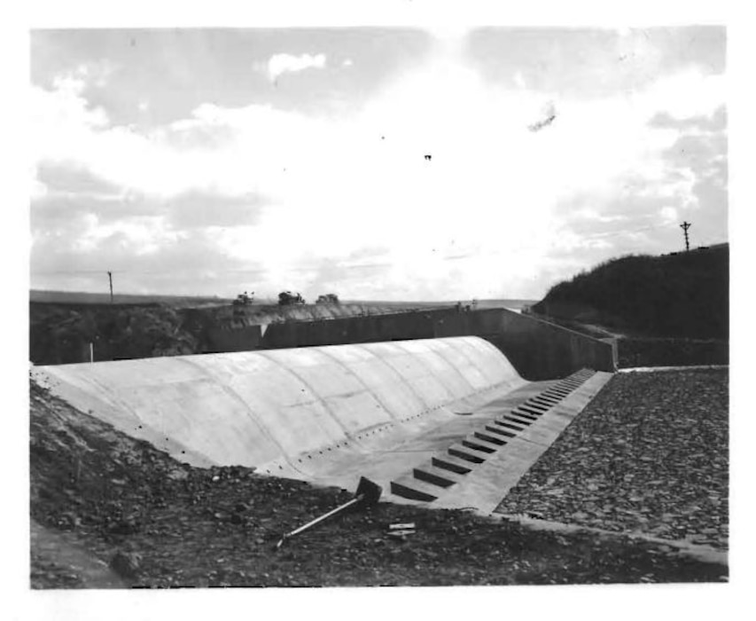 Photo of the Mill Creek project during construction. The project was completed in 1942 and is the oldest project in the Walla Walla District.