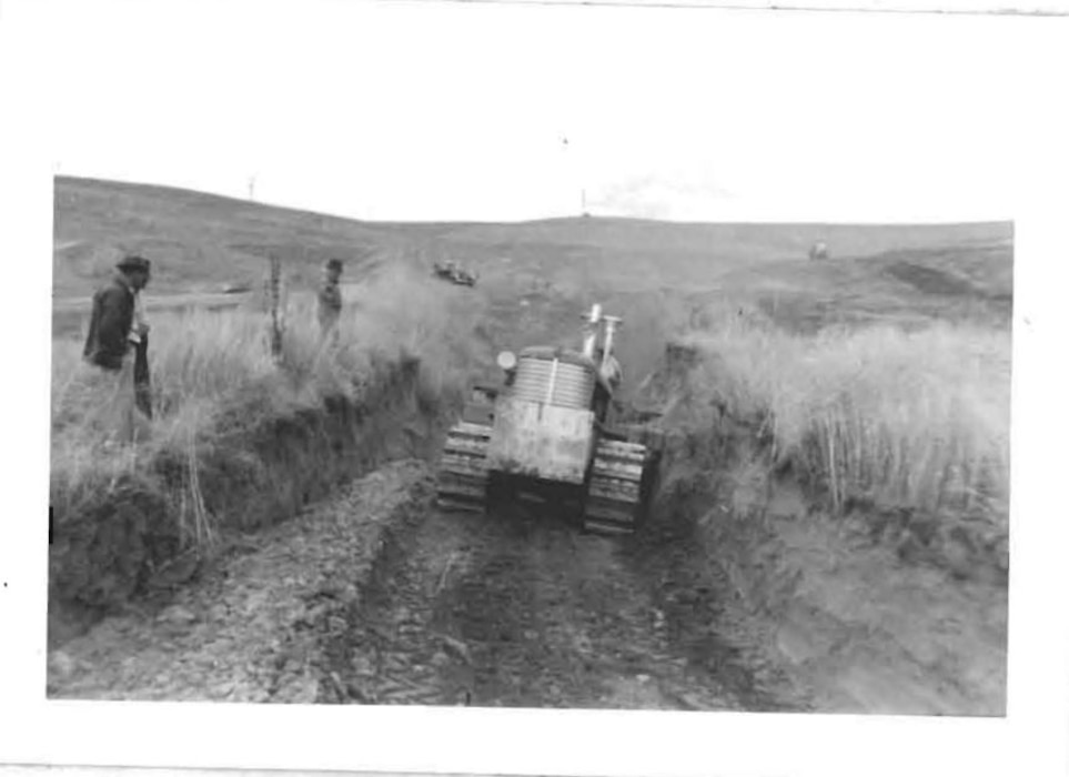 Photo of the Mill Creek project during construction. The project was completed in 1942 and is the oldest project in the Walla Walla District.