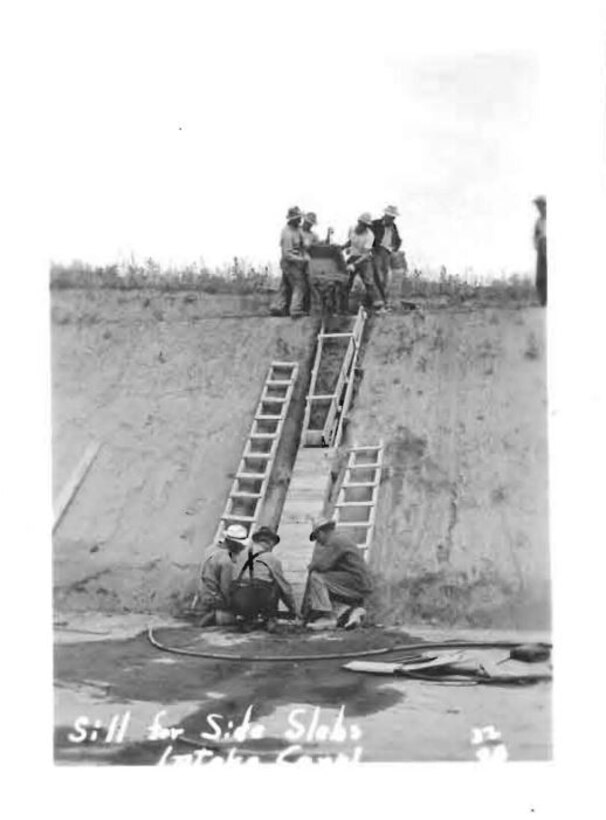 Photo of the Mill Creek project during construction. The project was completed in 1942 and is the oldest project in the Walla Walla District.