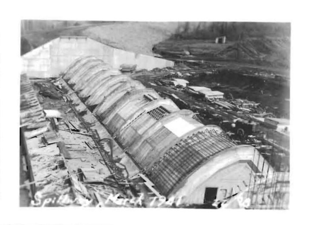 Photo of the Mill Creek project during construction. The project was completed in 1942 and is the oldest project in the Walla Walla District.