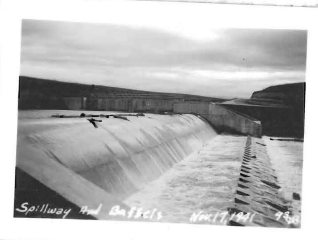 Photo of the Mill Creek project during construction. The project was completed in 1942 and is the oldest project in the Walla Walla District.