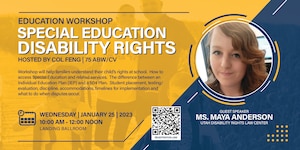 Graphic featuring a portrait of guest spaker Maya Anderson and information about the Jan. 25 workshop.