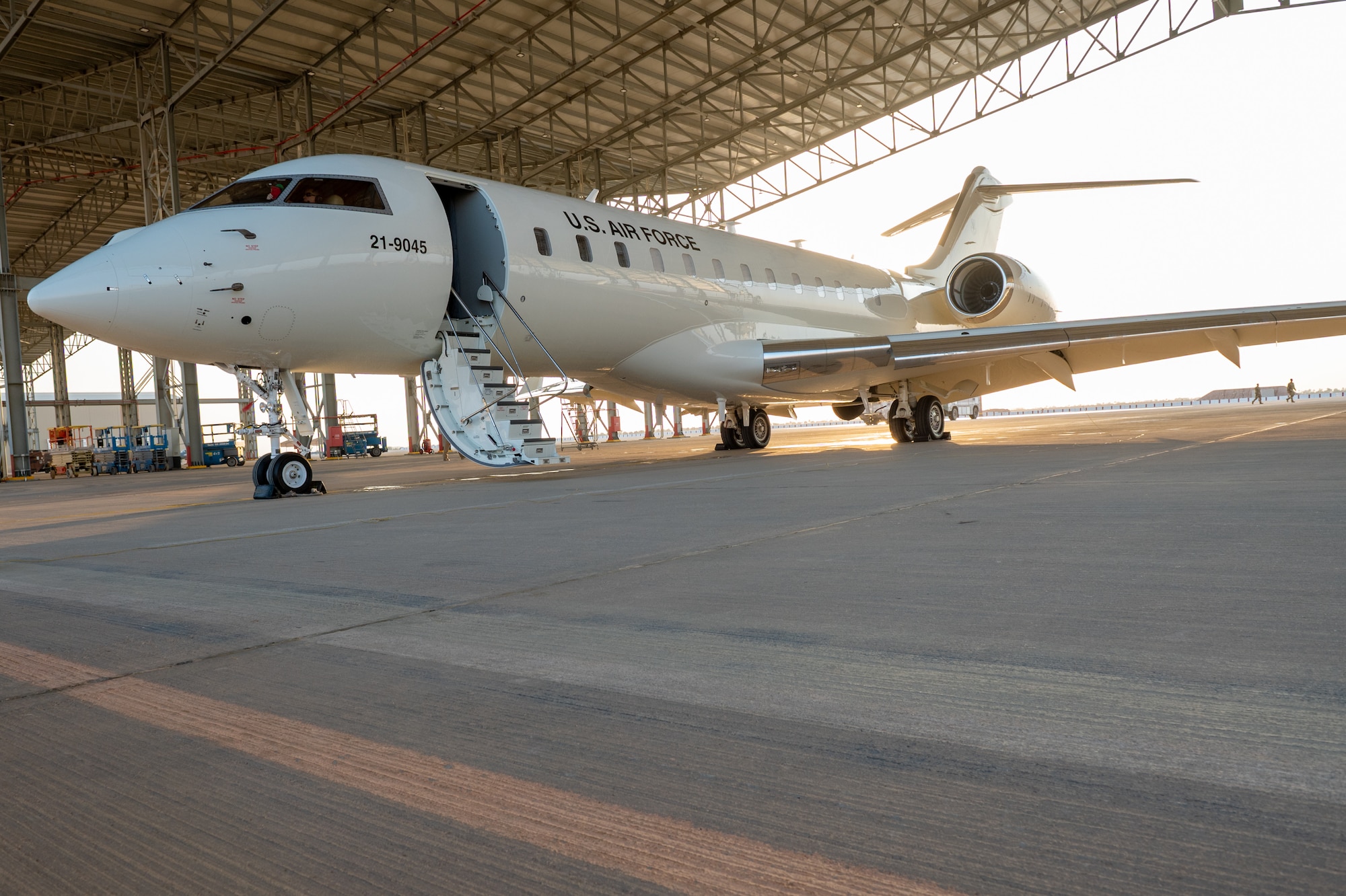 A new U.S. Air Force E-11A BACN aircraft arrives at Prince Sultan Air Base, Kingdom of Saudi Arabia, Dec. 16, 2022.