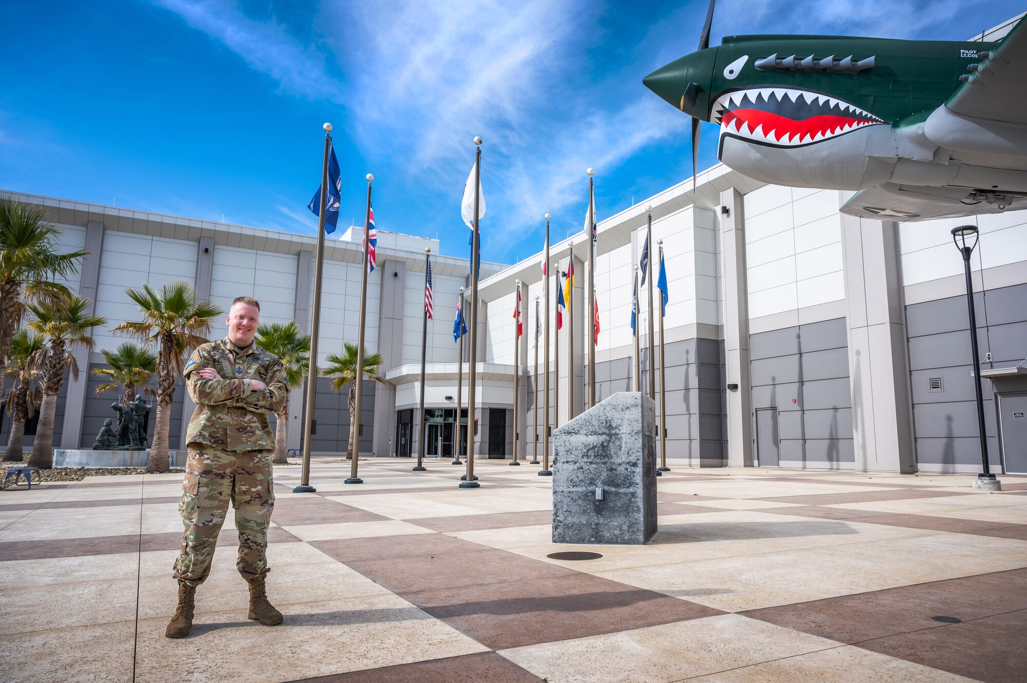 U.S. Space Force Master Sgt. Josef Margetiak, Space Delta 5 Intelligence, Surveillance and Reconnaissance Division operations superintendent, stand in from of the Combined Force Space Component Command building at Vandenberg Space Force Base, Calif., Dec. 16, 2022. Margetiak was selected for the William O. Studeman military award which recognizes early- and mid-career military members across the DoD for their contributions over the last 3-to-5 years to their unit’s mission, intelligence and national security communities, and national level impacts. (U.S. Space Force photo by Tech. Sgt. Luke Kitterman)