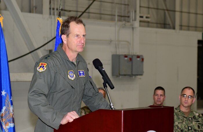 A photo Maj. Gen. Martin giving a speech.