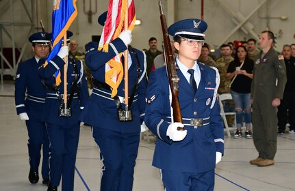 A photo of the Honor Guard marching.
