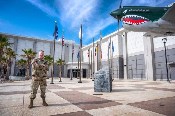 U.S. Space Force Master Sgt. Josef Margetiak, Space Delta 5 Intelligence, Surveillance and Reconnaissance Division operations superintendent, stand in from of the Combined Force Space Component Command building at Vandenberg Space Force Base, Calif., Dec. 16, 2022. Margetiak was selected for the William O. Studeman military award which recognizes early- and mid-career military members across the DoD for their contributions over the last 3-to-5 years to their unit’s mission, intelligence and national security communities, and national level impacts. (U.S. Space Force photo by Tech. Sgt. Luke Kitterman)